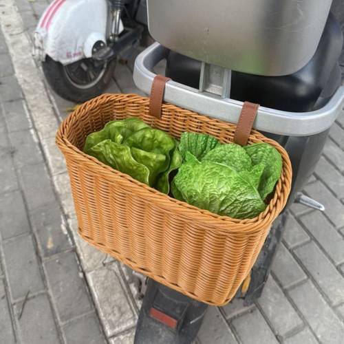 超大号手工编织单车篮前置大容量收纳电动车复古储物筐高颜值车篓