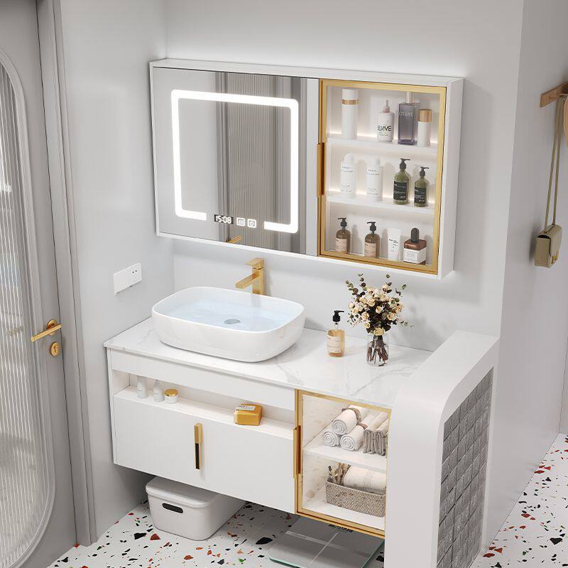 2024新品定制浴室柜台上盆组合现代简约岩板一体智能卫生间洗漱台