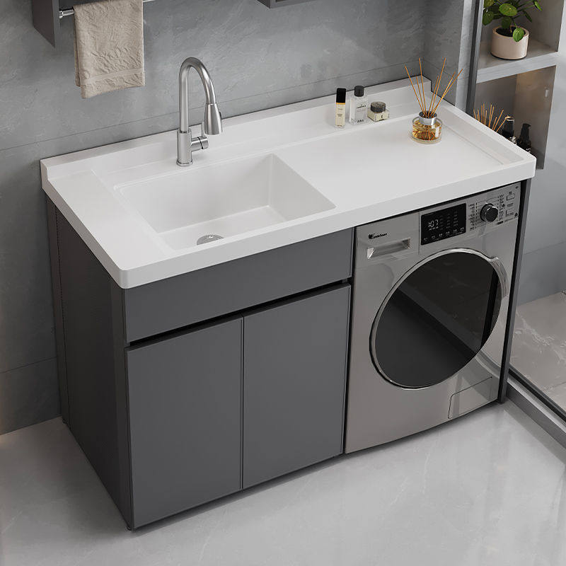 2024新品定制太空铝洗衣柜阳台一体柜卫生间洗漱浴室柜台盆带搓板