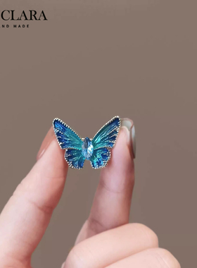 气质复古蓝绿色蝴蝶胸针女毛衣别针西服领针配饰胸花外套大衣装饰