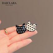 毛衣西服防走光别针口 波点设计感胸花秋冬新款 猫咪小胸针女款 时尚