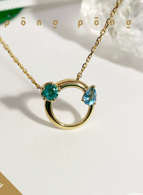 天然宝石金项链钻石星座