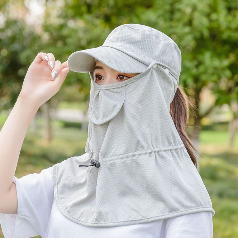 夏季防护遮脸太阳帽子男女防晒面纱帽果园农民护颈骑行开车太阳帽