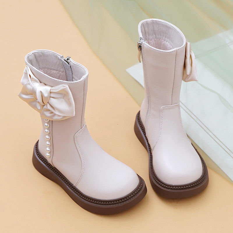 女童马丁靴高筒靴公主靴蝴蝶结真皮软底加绒中筒棉靴2025秋冬新款,童鞋/婴儿鞋/亲子鞋,棉靴,淘宝优惠券,粉丝福利购,淘宝优惠卷