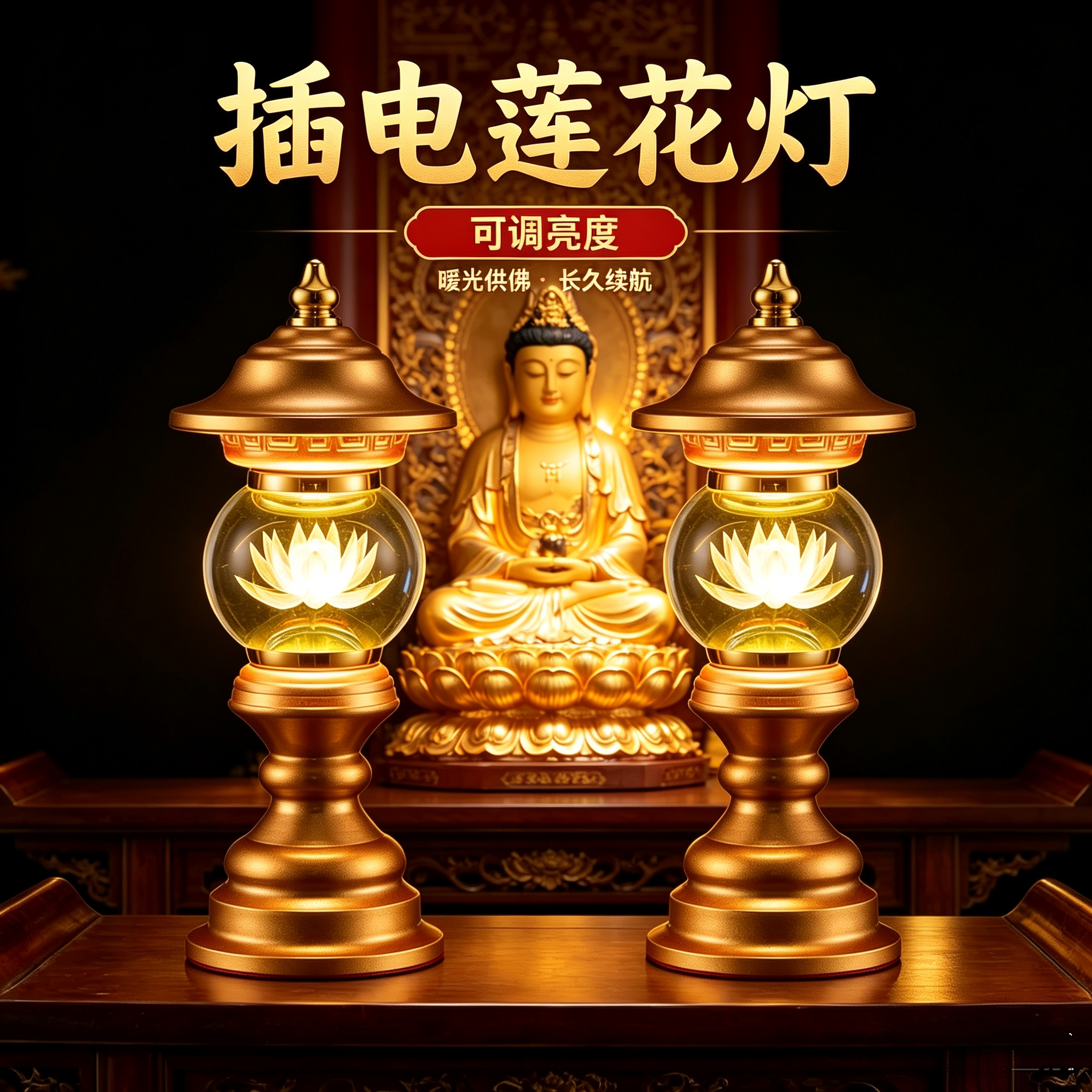新款佛前供灯led灯仙家用室内财神长明灯莲花灯电蜡烛供佛灯插电