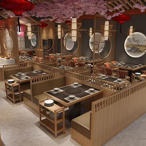 餐饮店实木卡座沙发岩板火锅桌韩式烤肉店中餐厅湘菜馆饭店餐桌椅