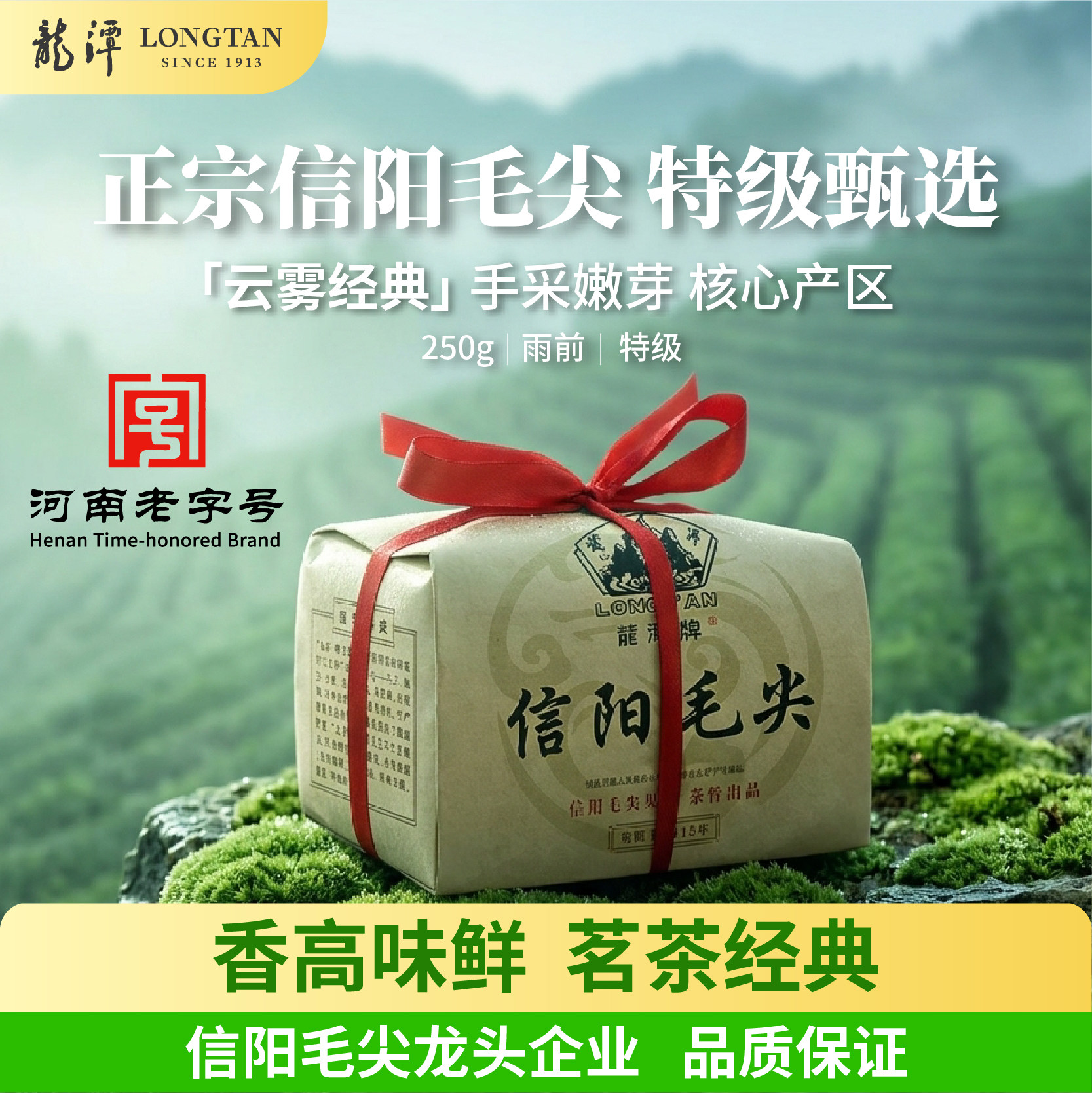 新茶上市百年龙潭信阳毛尖雨前特级云雾经典250g纸包茶绿茶口粮茶