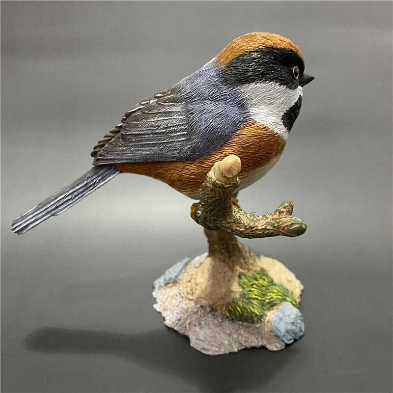 正品摆件工艺品鸟类家居装饰品办公室客厅房间树脂红头长尾山雀模