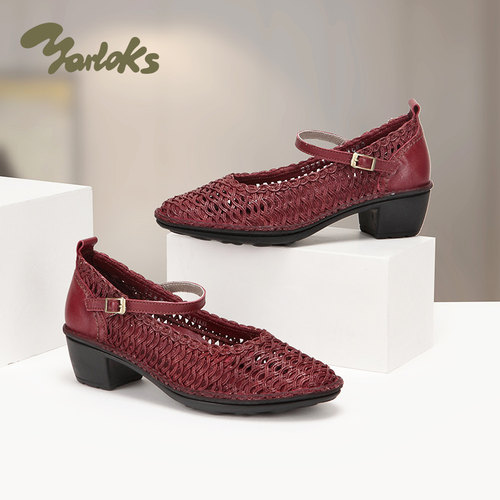 Yarloks/雅乐士法式复古编织凉鞋