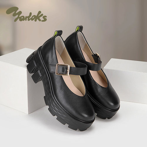 雅乐士复古厚底乐福鞋