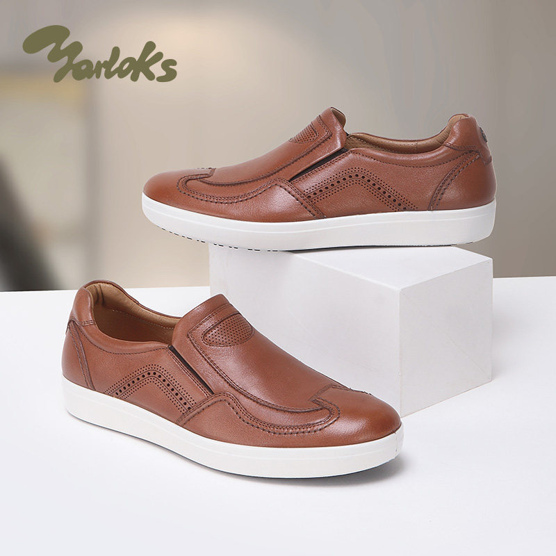 yarloks/雅乐士一脚蹬套脚牛皮休闲鞋懒人舒适单鞋男鞋 2212306