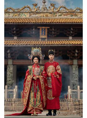 汉服婚服明制凤冠霞帔中式婚礼嫁衣新郎宋制结婚新娘定制租赁出租