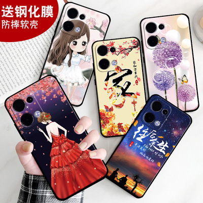适用于oppoReno13手机壳PKM110卡通pkml10女中国风reon13钢化膜可爱全包边男保护套软硅胶软壳新款防摔