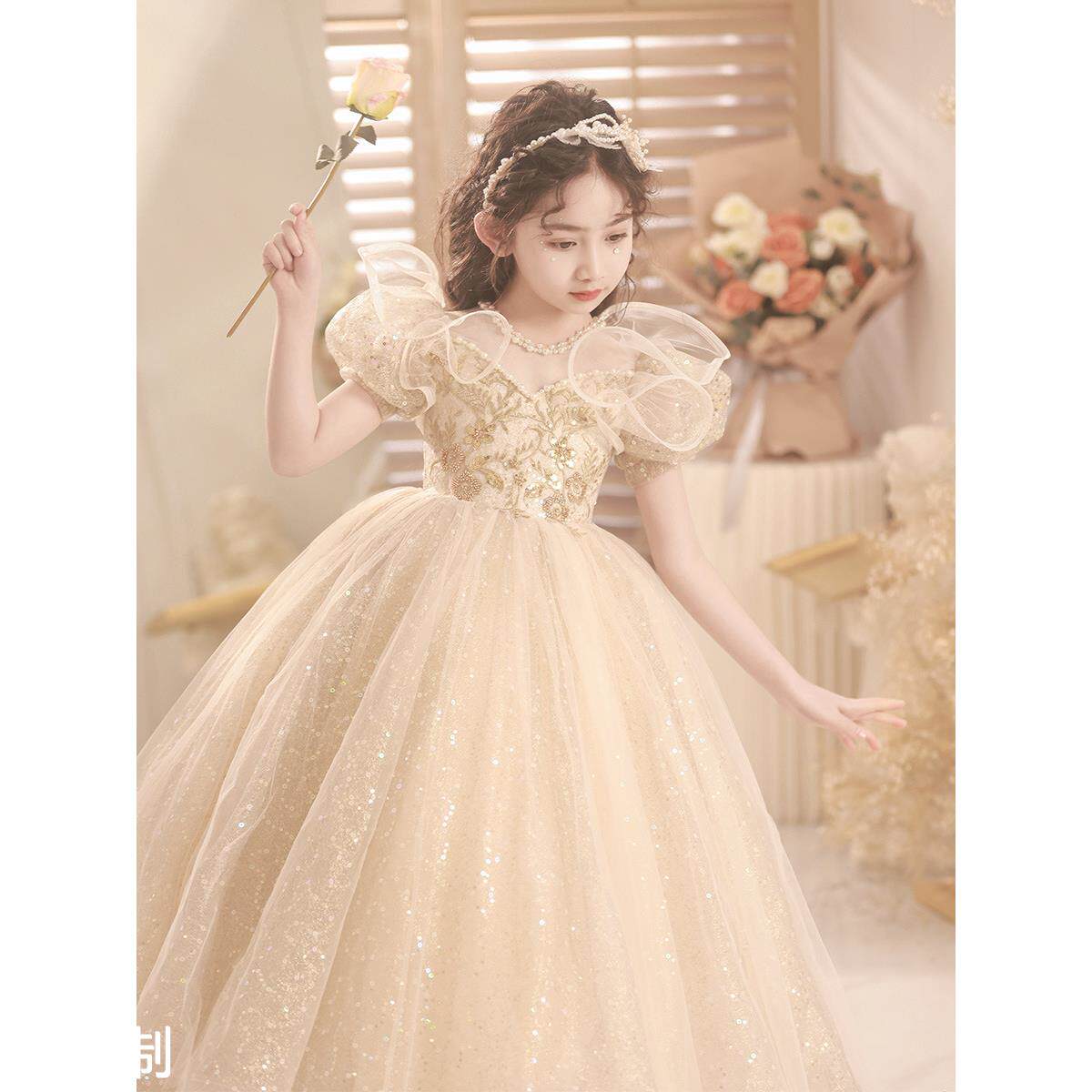 儿童礼服公主裙主持人钢琴演奏晚礼服生日女童花童婚礼小女孩高端