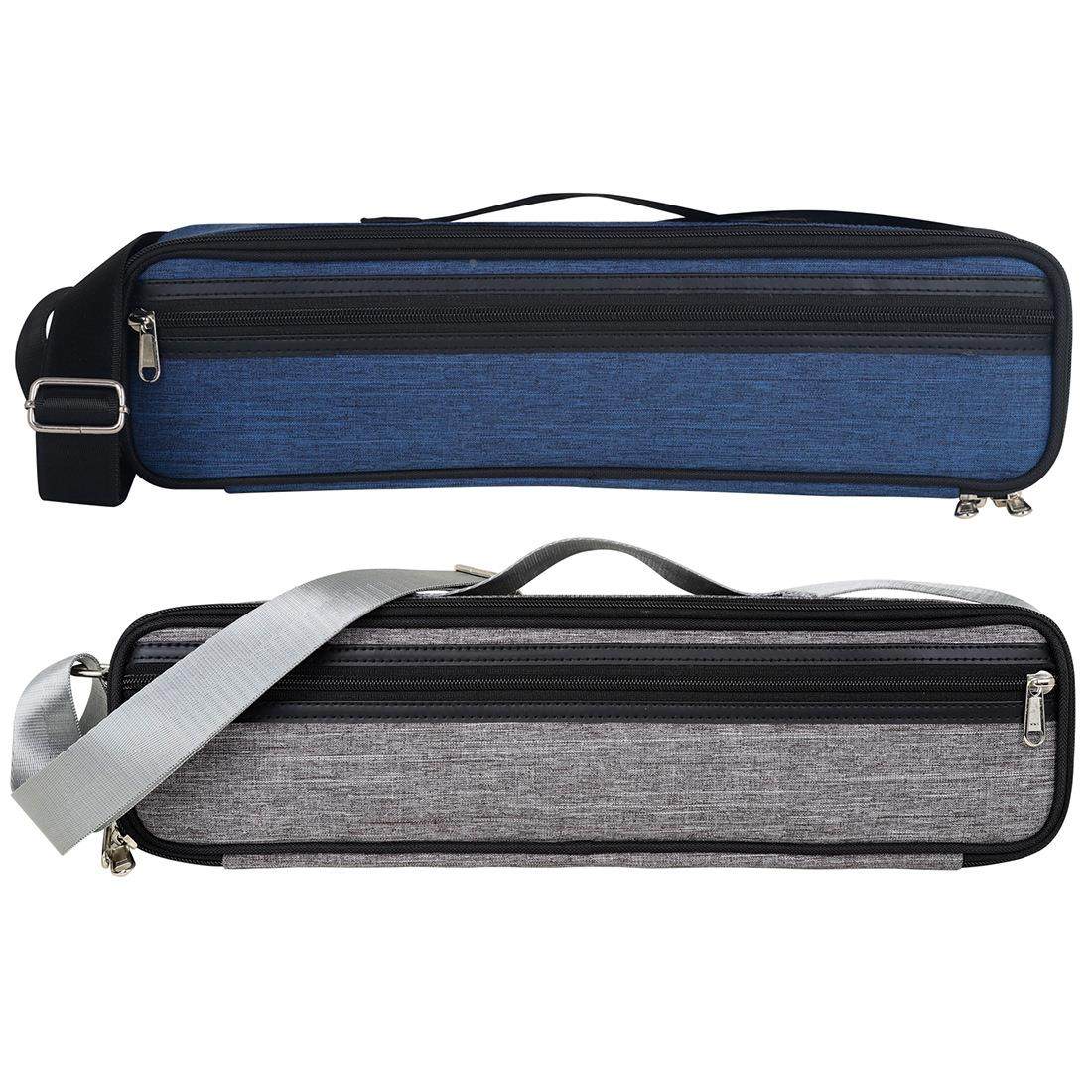 管乐配件手提肩挎乐器包黑色皮质长笛盒牛仔布夹棉笛子保护收纳包