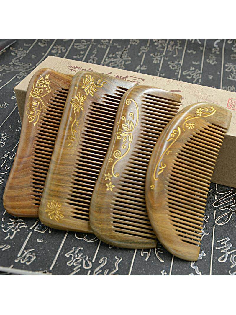 阿根廷绿檀整木描金款旅行包包梳 无柄小号木梳子 逐渐变色绿檀梳