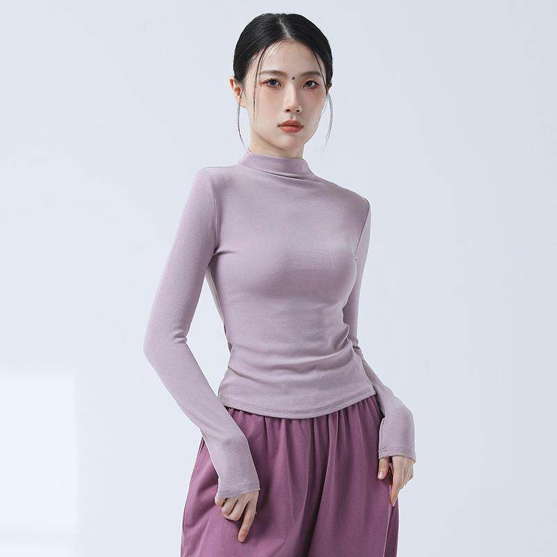 现代古典舞练功服半高领长袖女上衣舞蹈服修身形体训练新款打底衫