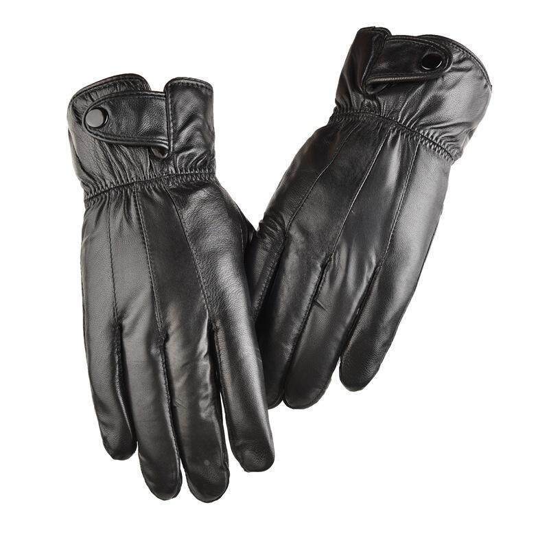 全指羊皮手套拼皮加绒加厚保暖秋冬抓绒触屏男士骑行开车手套