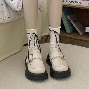 圆头复古百搭英伦风厚底小皮鞋女夏季2025新款白色法式玛丽珍单鞋
