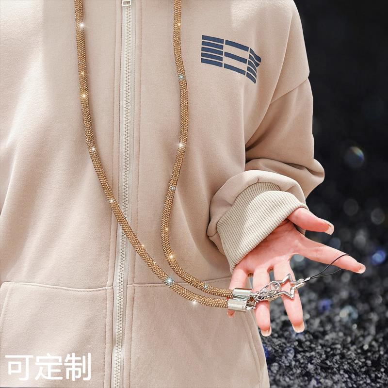 奢华满钻手机斜挎绳可拆卸背挂脖高端相机背带安全绳手腕链子防丢