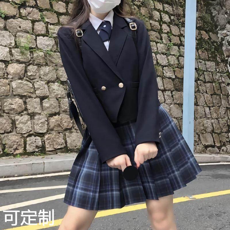 厂家直销jk制服外套一粒扣日本校服学生西服短款黑色西装上衣秋冬