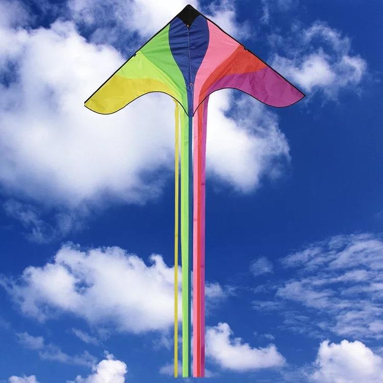 潍坊风筝新款高档户外互动全拼七彩鸟三角微风易飞风筝定制