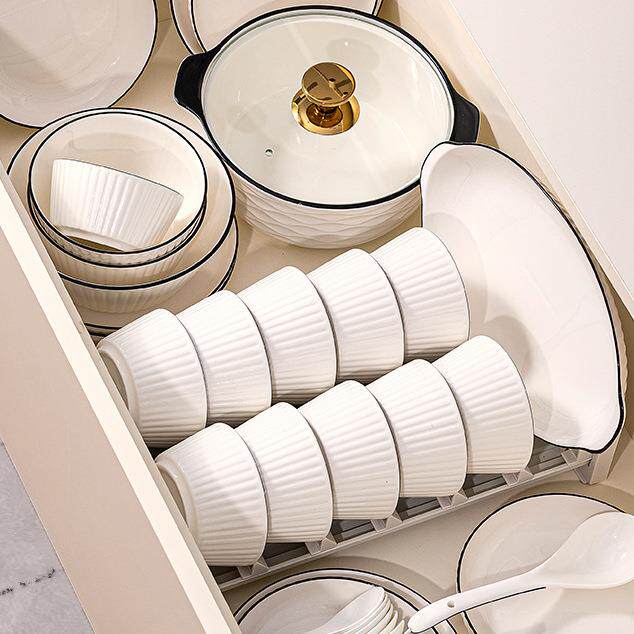 竖纹防滑简约轻奢家用陶瓷餐具套装碗盘碟面汤碗鱼盘自由组合定制