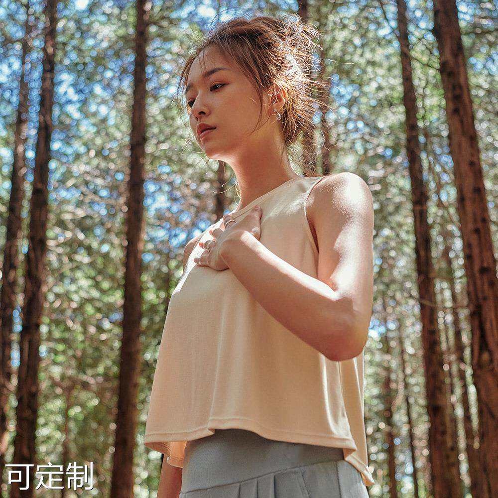 2027轻裸感瑜伽服 欧美内搭修身显美背无袖罩衫健身运动背心女