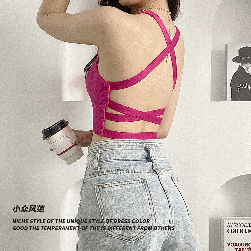 2026春款美背吊带内衣女无钢圈内搭外穿带胸垫美背裹胸抹胸