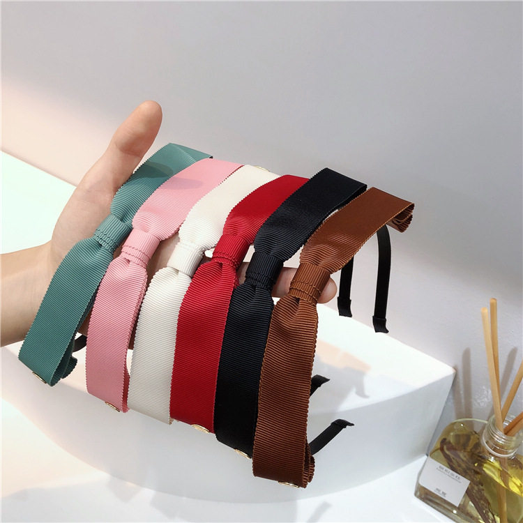 韩版网红发饰 Jennie同款布艺洗脸发箍糖果色复古纯色蝴蝶结头箍