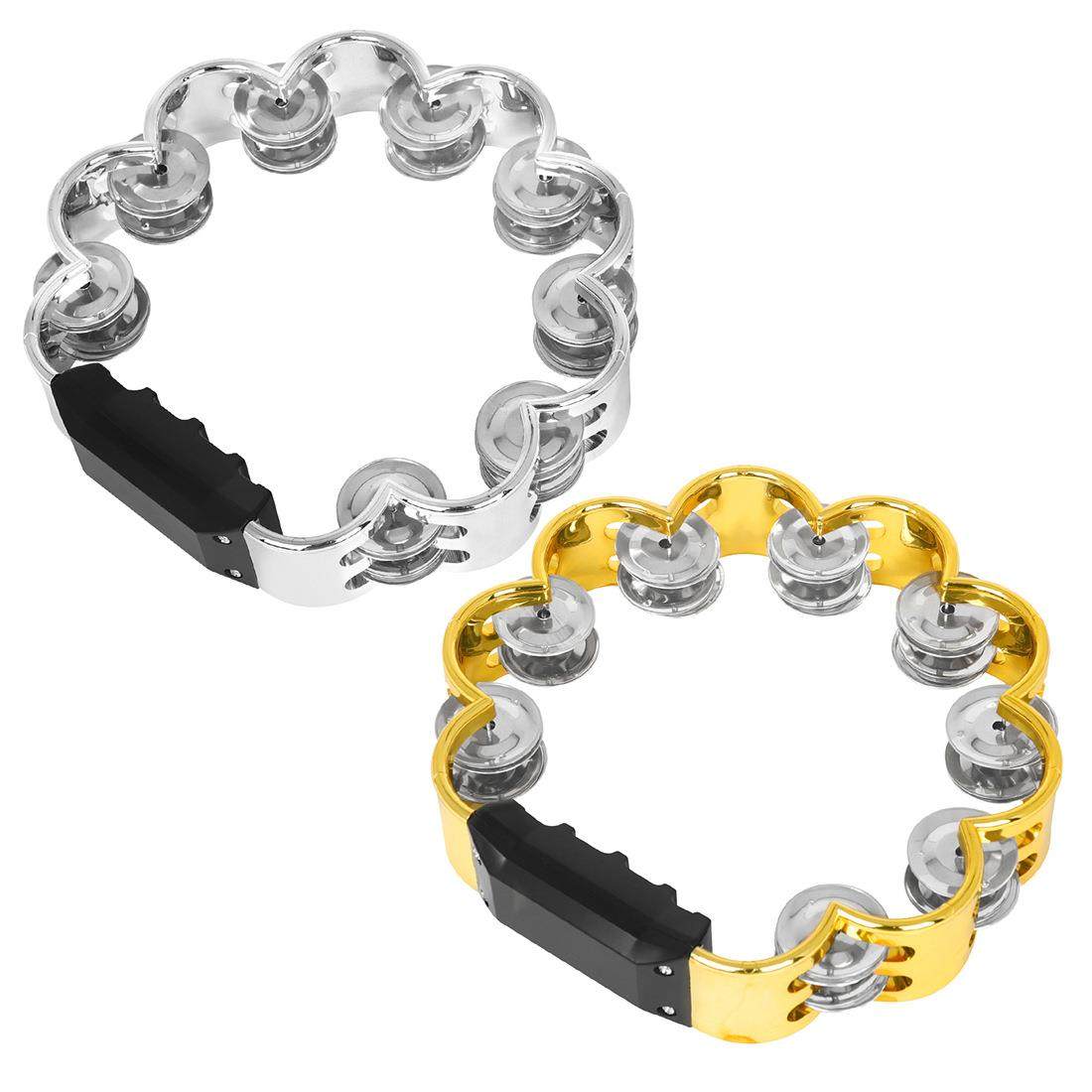 打击乐器双层手摇铃KTV手拍铃伴奏演出奥尔夫双排铃花铃鼓圈玩具