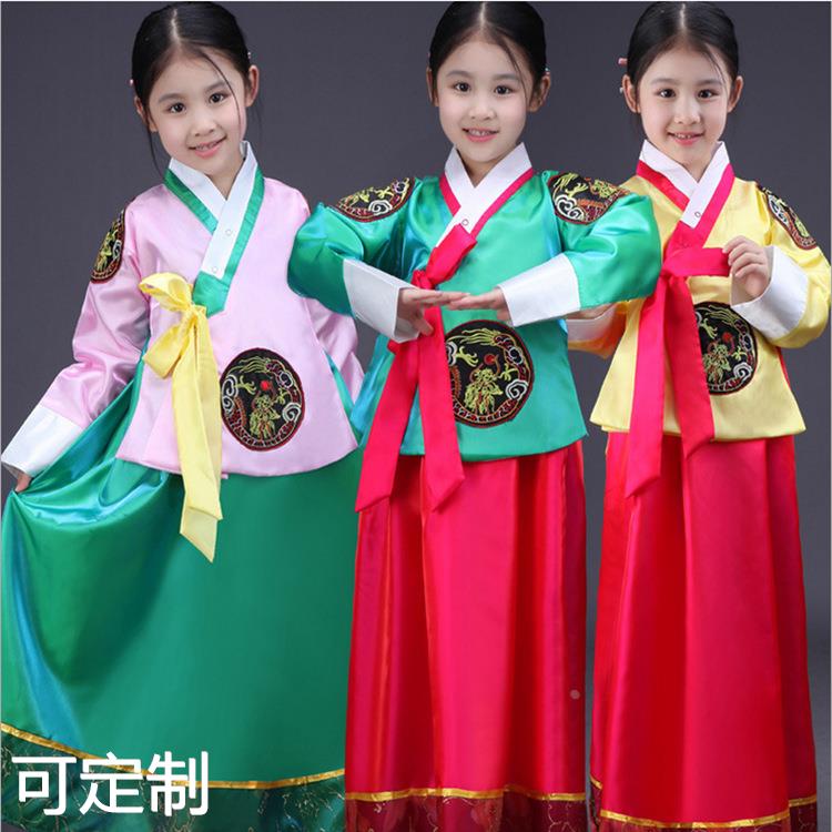 女童韩服六一新款韩国传统朝鲜少数民族舞台儿童表演出舞蹈服套装