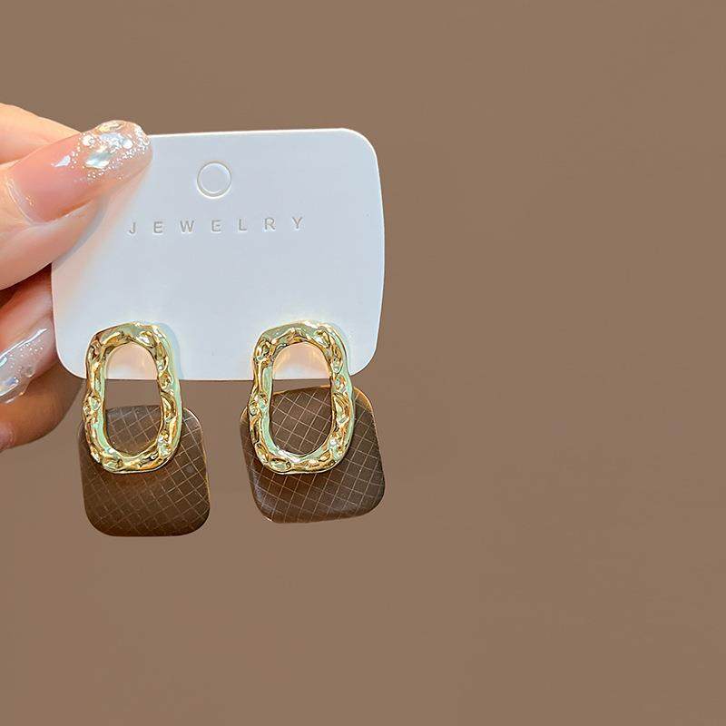 银针欧美风创意包包皮质拼接耳钉复古小众个性百搭轻奢耳环耳饰女