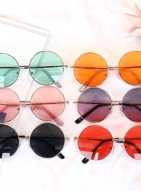 儿童太阳镜 金属框架复古圆墨镜B130简约潮童眼镜
