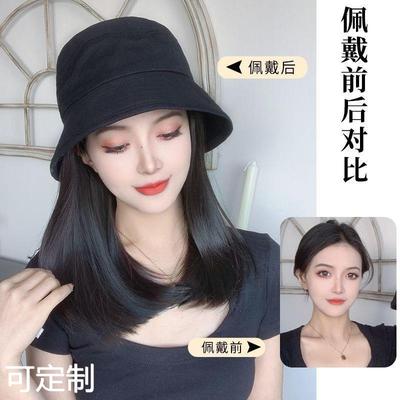 假发帽子女韩版潮款网红水桶渔夫帽中长发内扣时尚一体锁骨发