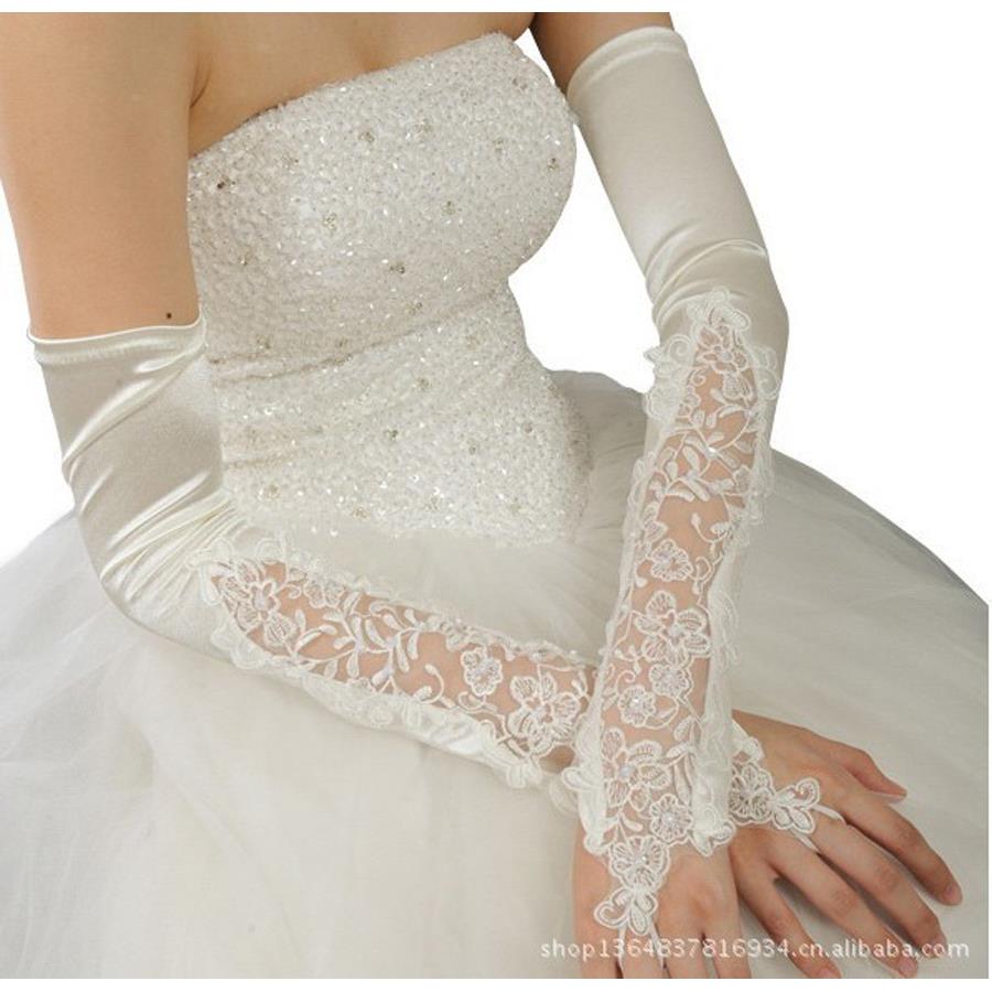 新娘手套蕾丝 新款婚纱手套结婚手套长款过肘无指婚礼手套ST175