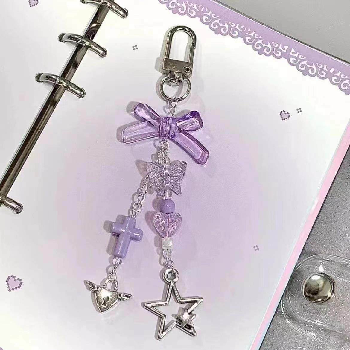 【紫色蝴蝶海】原创咕本链 咕本挂件 串珠挂件 手机链挂链钥匙扣