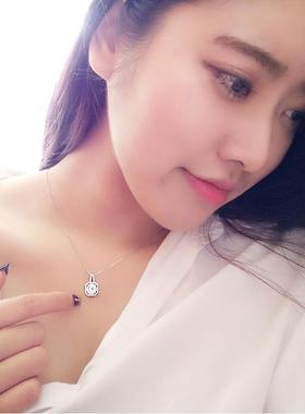 V925银项链女韩国闪亮锆石方钻吊坠简约日韩锁骨链微信同款K607
