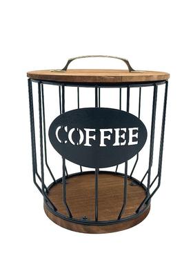 厂家直销铁木工艺咖啡胶囊收纳篮子家居小件用客厅厨房摆件