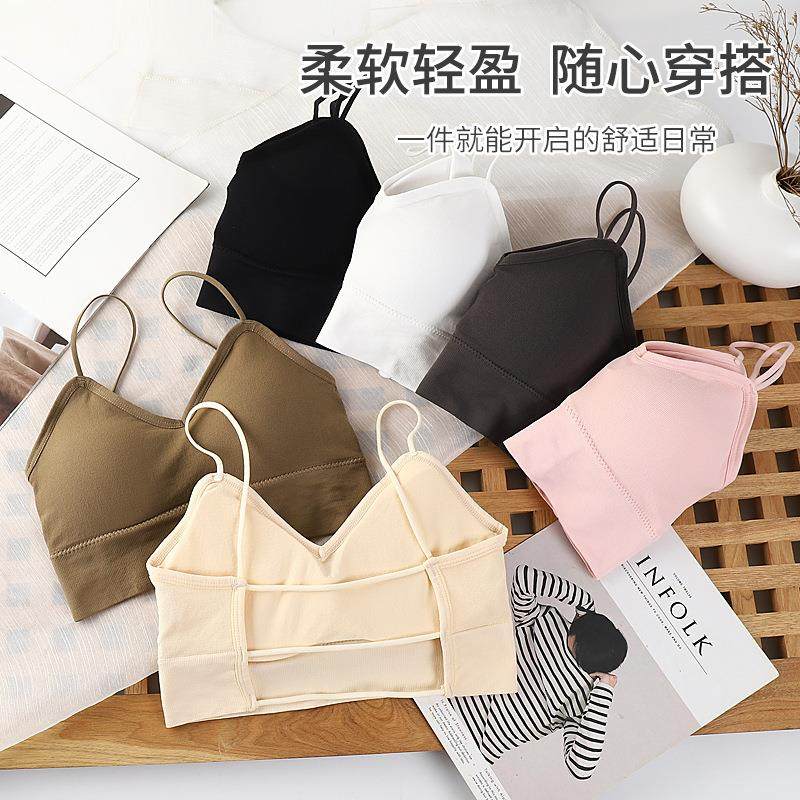 辣妹美背吊带带胸垫背心聚拢防走光裹胸抹胸内搭运动内衣女
