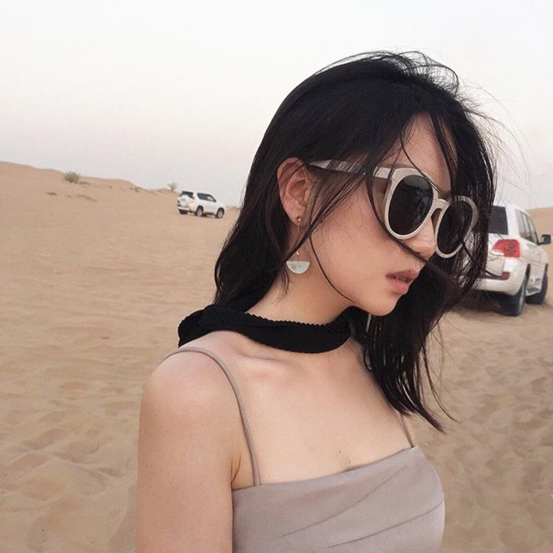 时尚韩国复古太阳镜 网红同款墨镜男女大框圆形白色太阳眼镜