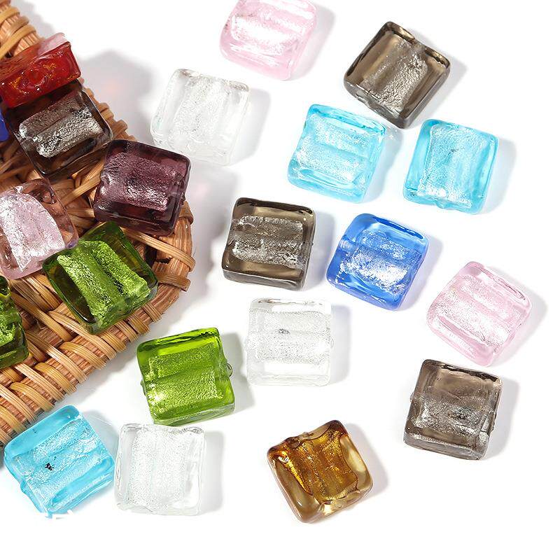10颗/包 琉璃彩色卡通半透明方块隔珠 diy少儿手工串珠小饰品配件