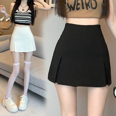 白色西装短裙裤女2026夏季防走光包臀裙辣妹高腰A字开叉半身裤裙