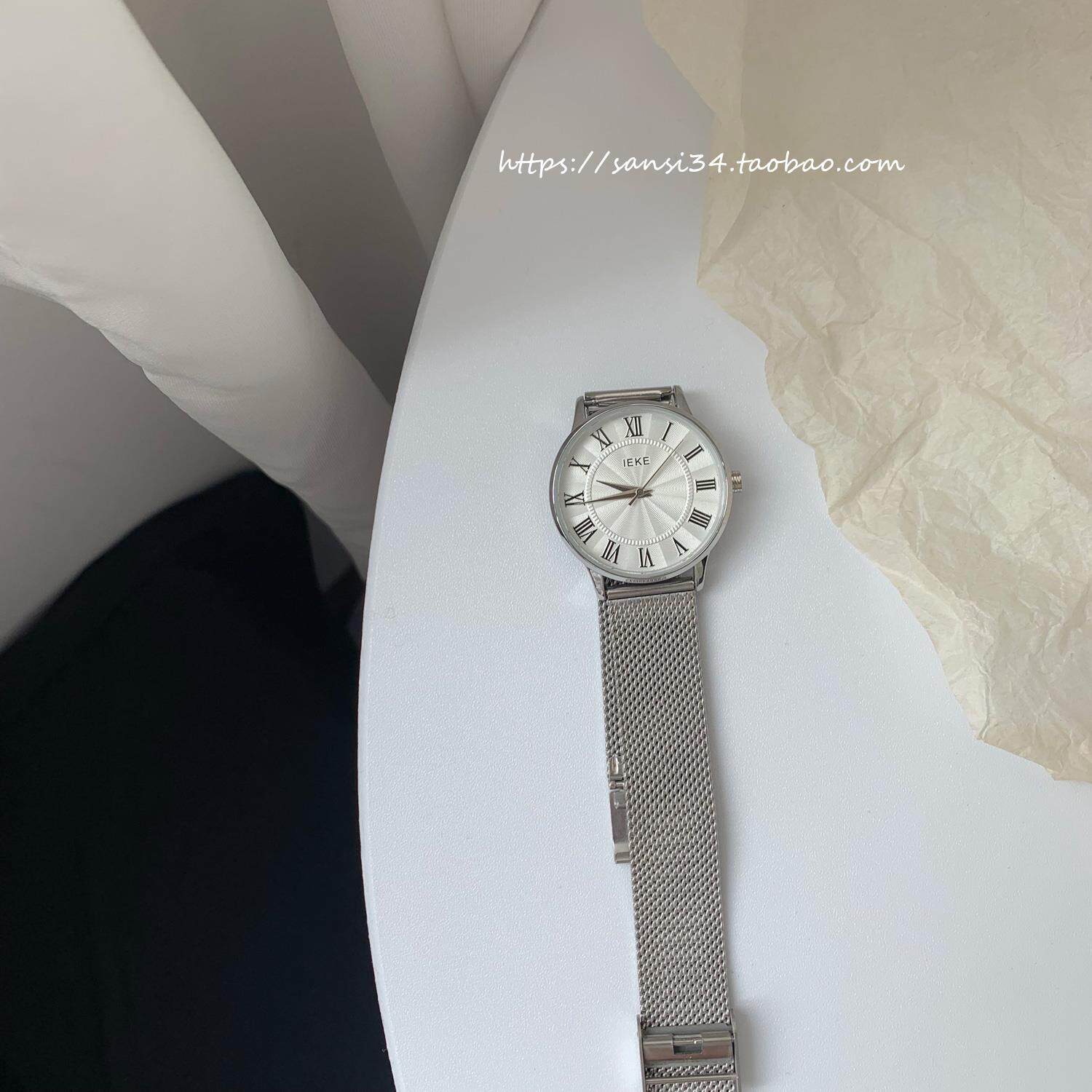 三四集市店 小众设计复古学院风感冷淡风中性手表女ins风