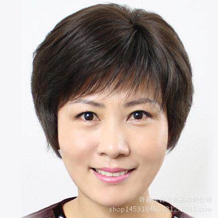 中老年假发真发送妈妈中年女士短发老年人短直发化疗假发真人发套