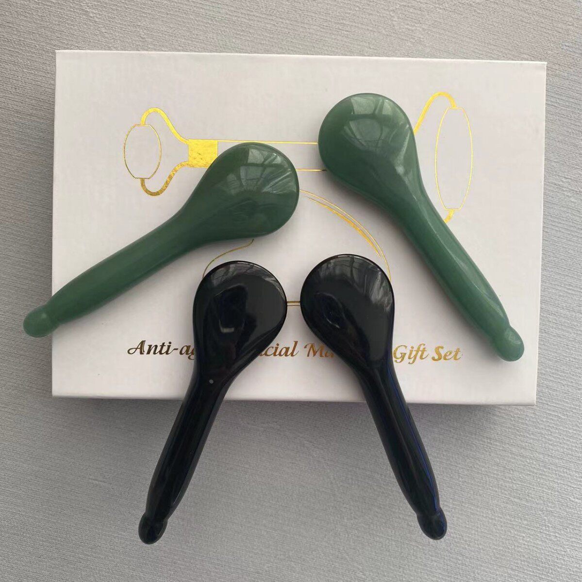 粉晶东陵玉点穴棒勺子拍面棒点穴笔刮脸面部刮痧板拔筋棒天然玉石