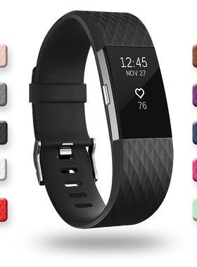 适用于Fitbit charge2 手环腕带3D钻石纹替换表带现货