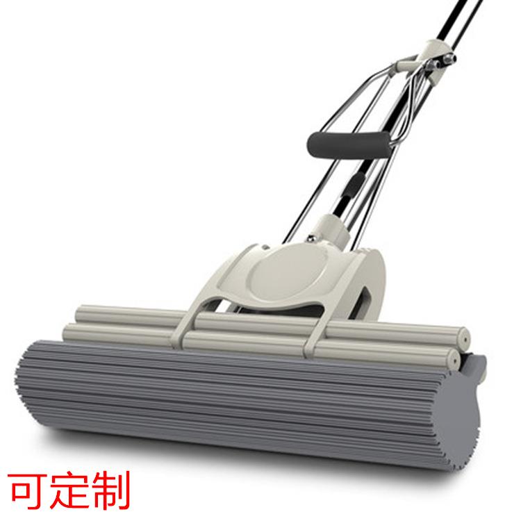 新款27cm38大号胶棉吸水滚轮拖把懒人免手洗海绵拖把地拖拧水拖把
