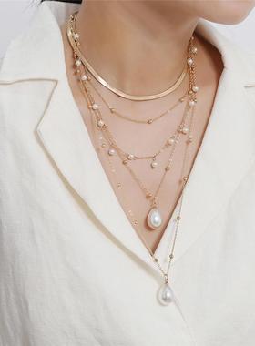 欧美混搭多元仿女性珠宝 哥特式巴洛克流苏婚礼多层项链