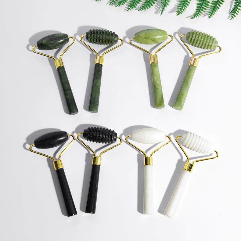 天然玉石单头按摩滚轮工厂定做带刺面部玉石按摩器岫玉器